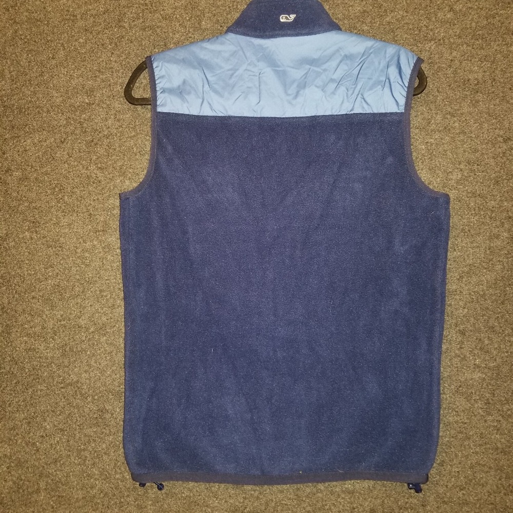Vineyard‎ Vines Vest Jacket Mens XS Blue Navy Two Tone Fleece Shell Full Zip - Picture 10 of 11